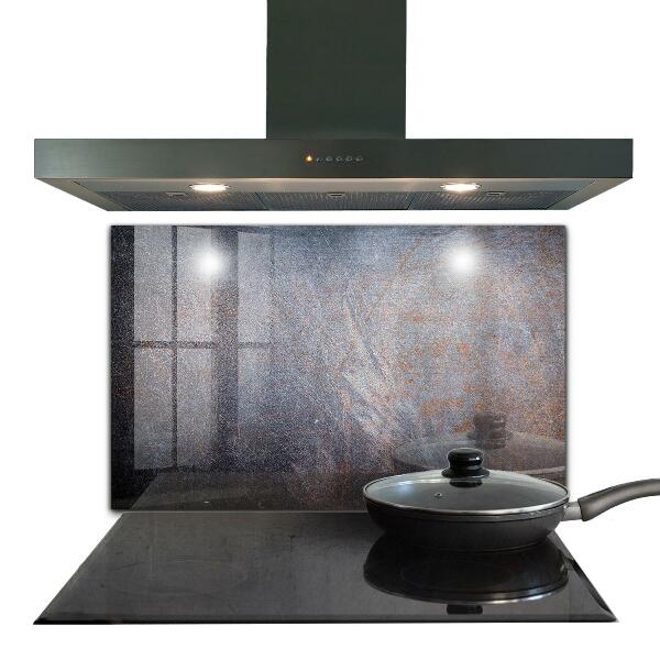 Kitchen glass panel Vintage metal texture