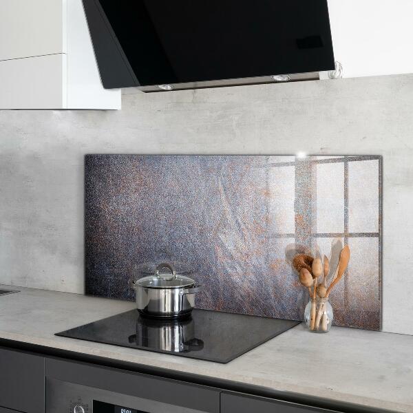 Kitchen glass panel Vintage metal texture
