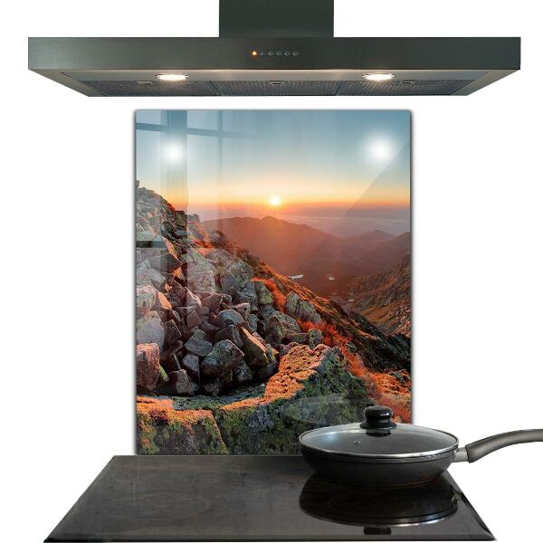 Kitchen glass panel Mountain panorama sunset