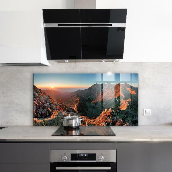 Kitchen glass panel Mountain panorama sunset