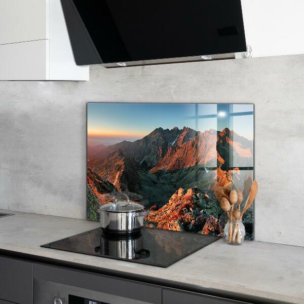 Kitchen glass panel Mountain panorama sunset
