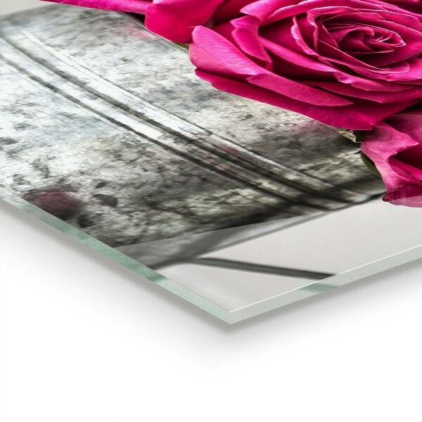 Kitchen wall panels Watering can with a bouquet of roses