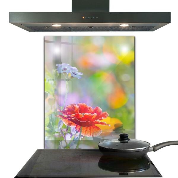 Kitchen wall panels Summer meadow of poppies