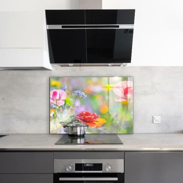 Kitchen wall panels Summer meadow of poppies