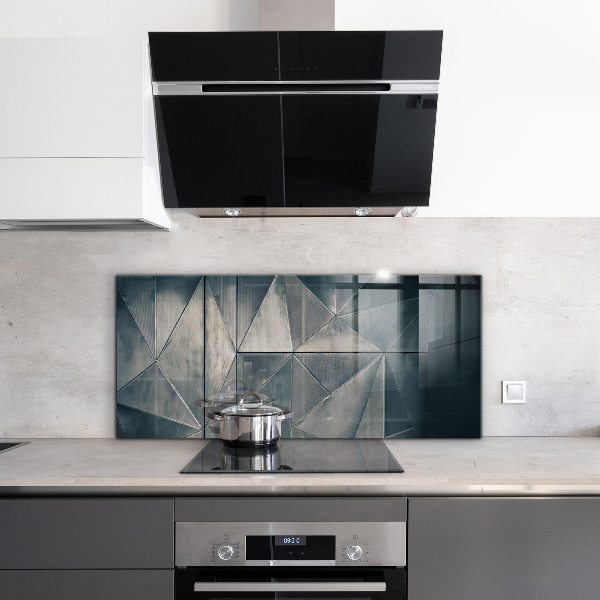 Kitchen glass panel Metal abstract triangles