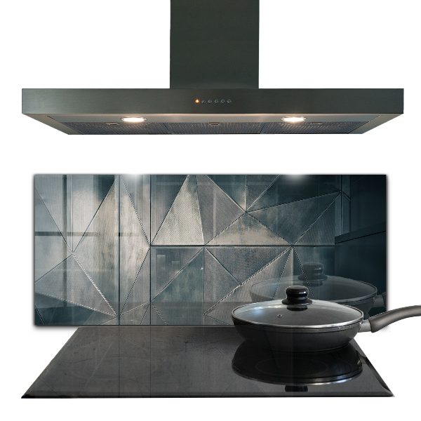 Kitchen glass panel Metal abstract triangles