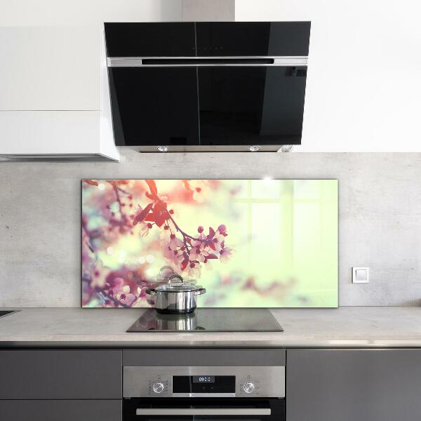 Kitchen wall panels Blooming pink tree