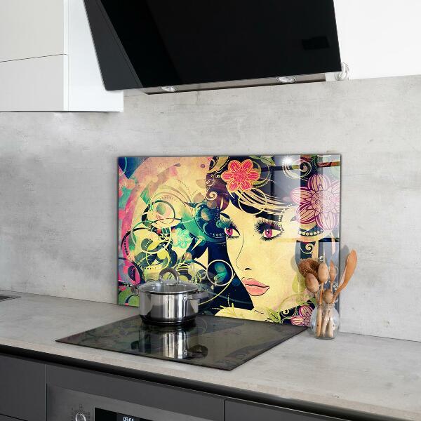 Kitchen wall panels Girl on a summer day