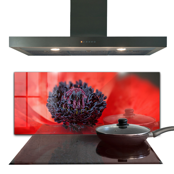 Kitchen panel Red poppy details