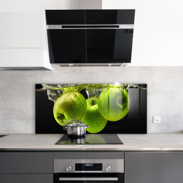 Kitchen wall panels Green apples in water