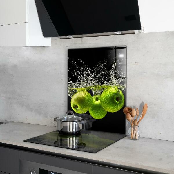 Kitchen wall panels Green apples in water