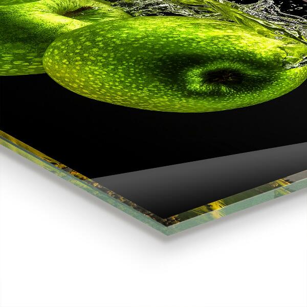 Kitchen wall panels Green apples in water