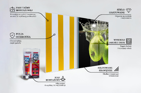 Kitchen wall panels Green apples in water