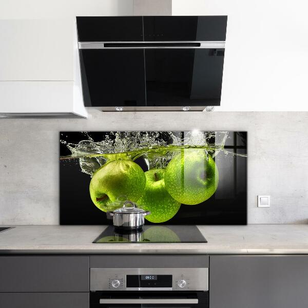Kitchen wall panels Green apples in water