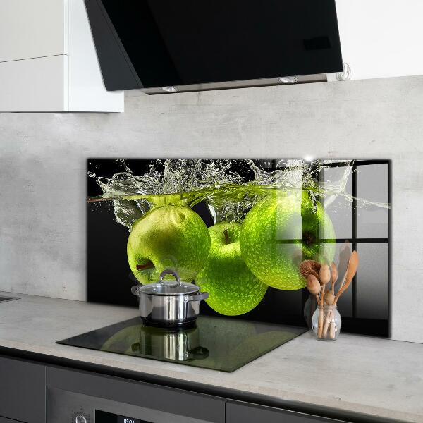 Kitchen wall panels Green apples in water