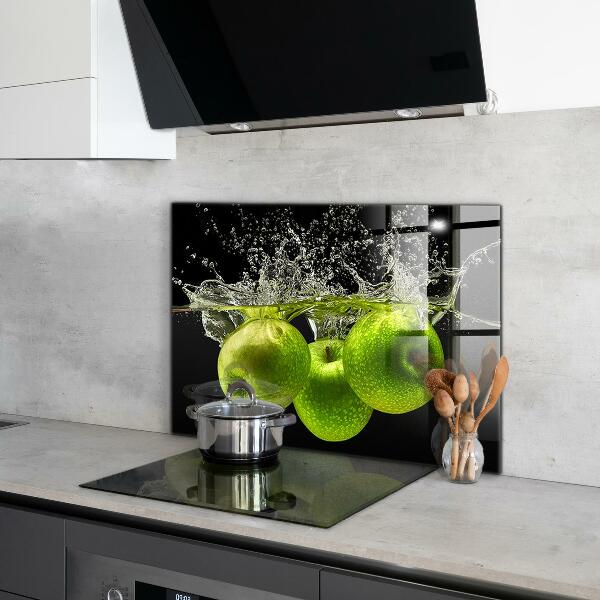Kitchen wall panels Green apples in water