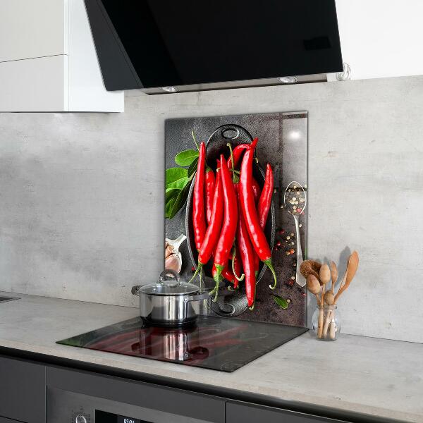 Kitchen wall panels Hot peppers cooking