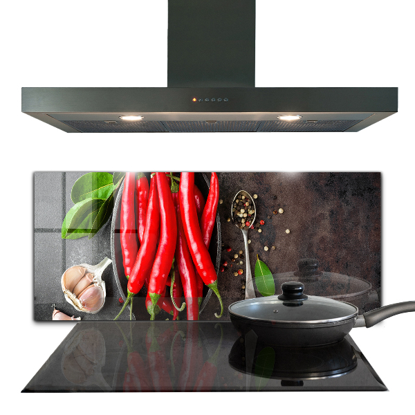 Kitchen wall panels Hot peppers cooking