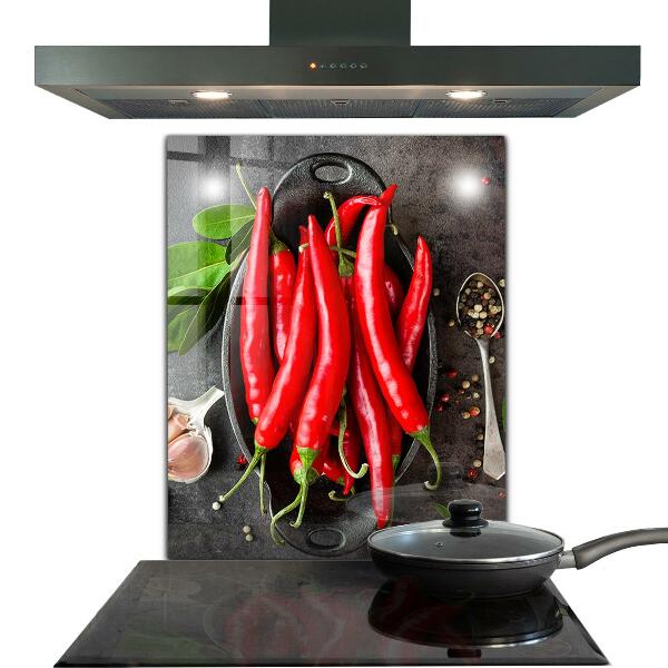 Kitchen wall panels Hot peppers cooking