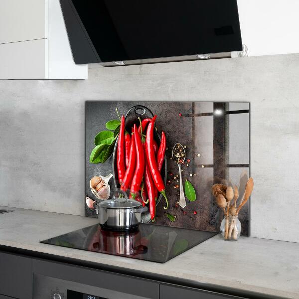 Kitchen wall panels Hot peppers cooking