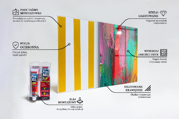 Kitchen wall panels Colorful paint texture