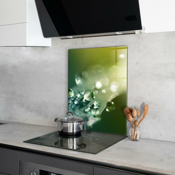 Kitchen panel Dew on green leaves