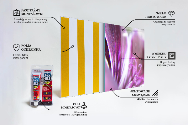 Kitchen panel Pink flower nature details