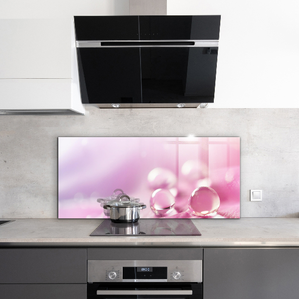 Kitchen splashback Dew drops on a pink flower