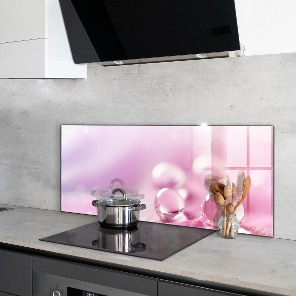 Kitchen splashback Dew drops on a pink flower