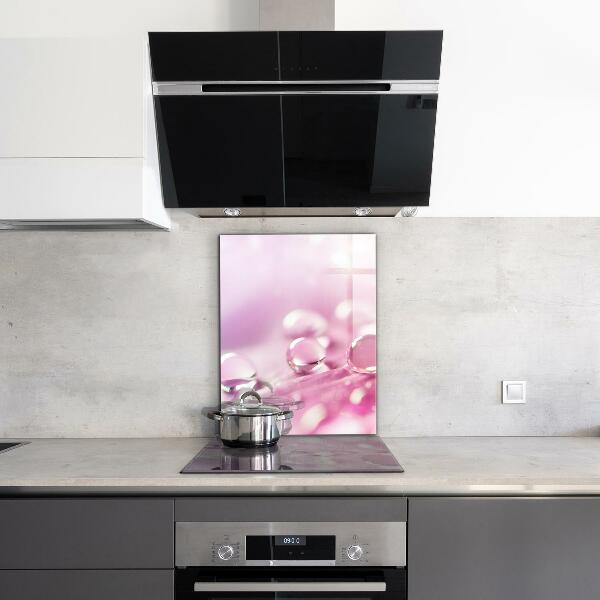 Kitchen splashback Dew drops on a pink flower