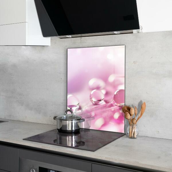 Kitchen splashback Dew drops on a pink flower