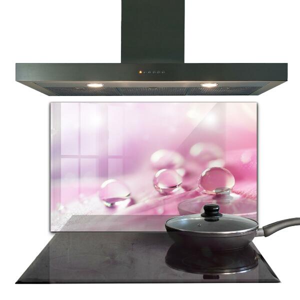 Kitchen splashback Dew drops on a pink flower