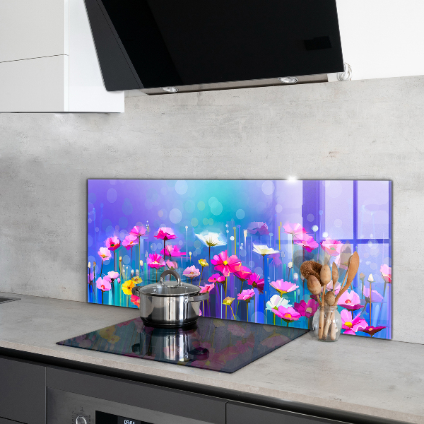 Splashback for kitchen walls Colorful meadow