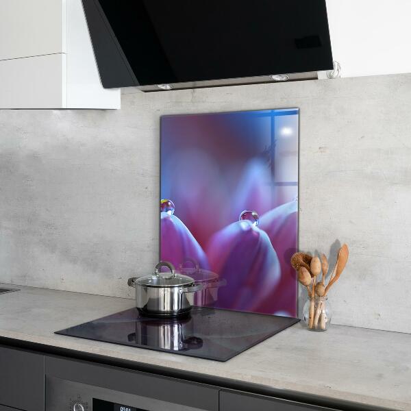 Splashback for kitchen walls Dew drops purple flower
