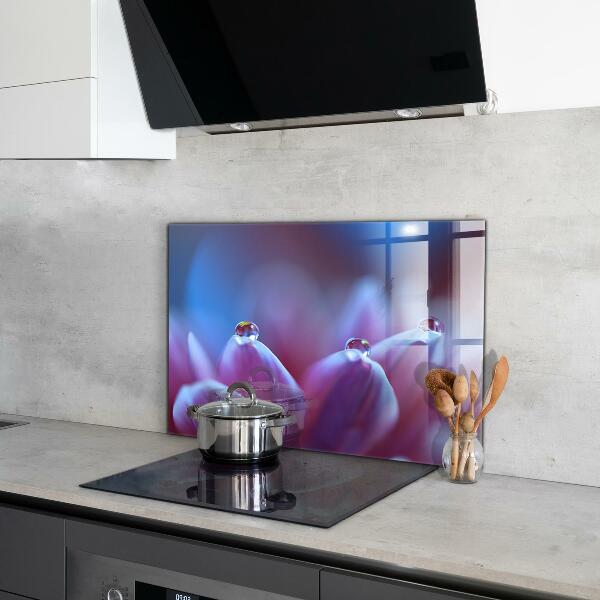 Splashback for kitchen walls Dew drops purple flower
