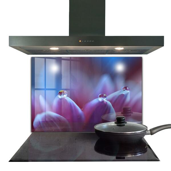 Splashback for kitchen walls Dew drops purple flower