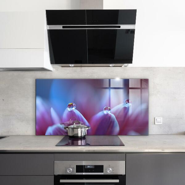 Splashback for kitchen walls Dew drops purple flower