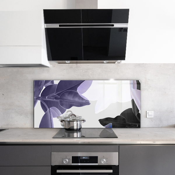 Splashback for kitchen walls Exotic leaves illustration