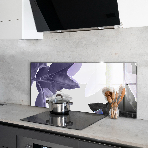 Splashback for kitchen walls Exotic leaves illustration