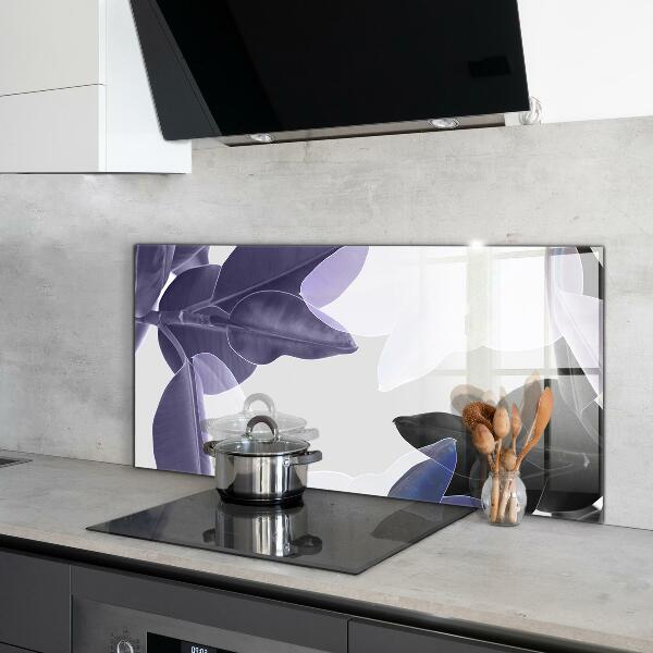 Splashback for kitchen walls Exotic leaves illustration