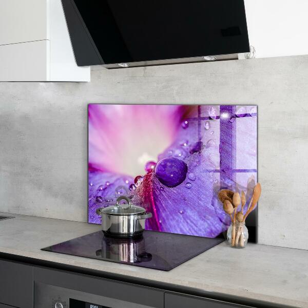 Splashback for kitchen walls Purple flower with morning dew