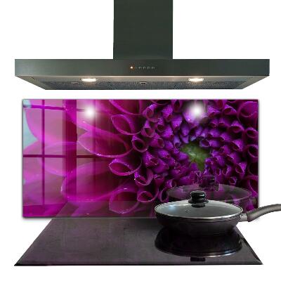 Splashback for kitchen walls Purple flower details