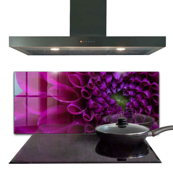 Splashback for kitchen walls Purple flower details