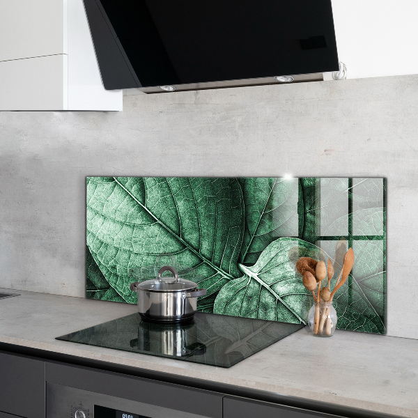 Splashback for kitchen walls Green leaf details