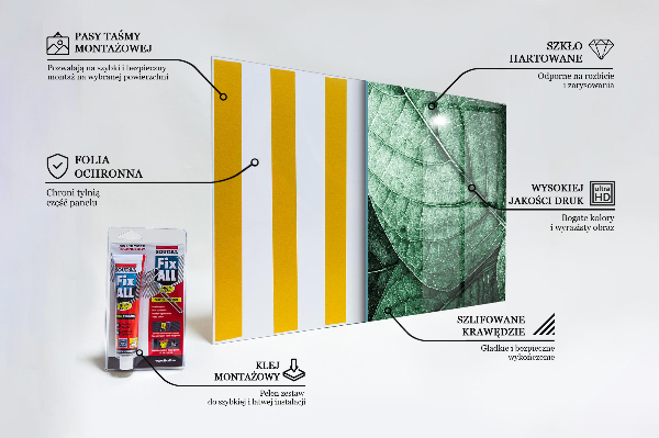 Splashback for kitchen walls Green leaf details