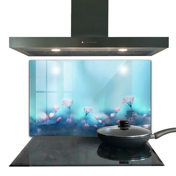 Kitchen splashback Flowers behind the morning fog