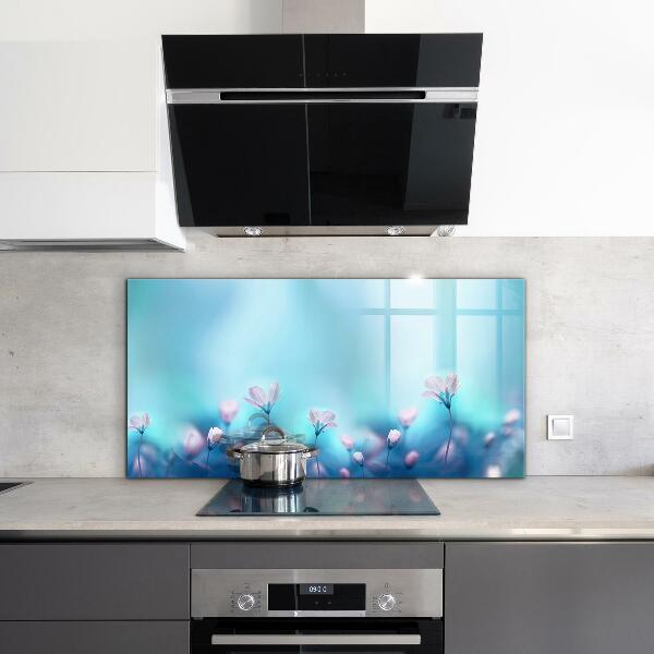 Kitchen splashback Flowers behind the morning fog