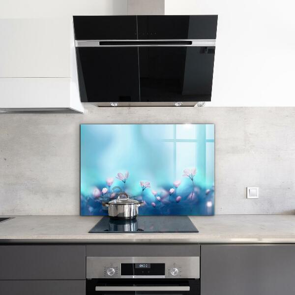 Kitchen splashback Flowers behind the morning fog