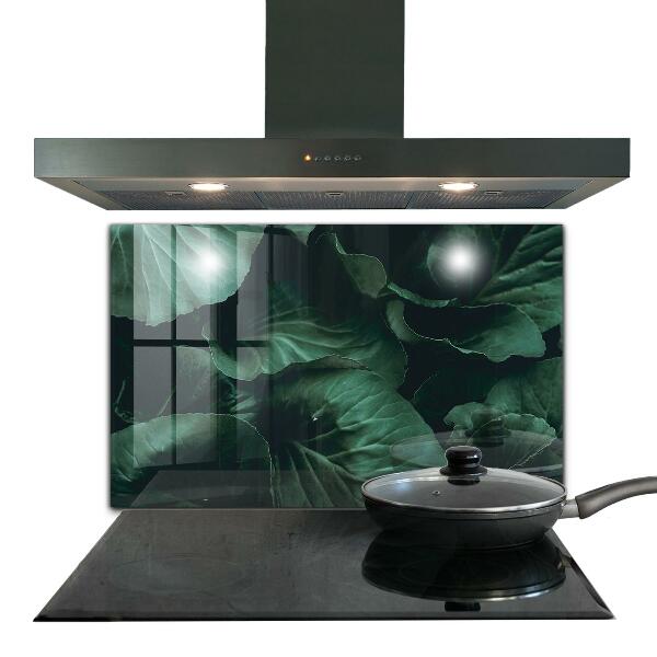 Kitchen splashback Dark green leaves