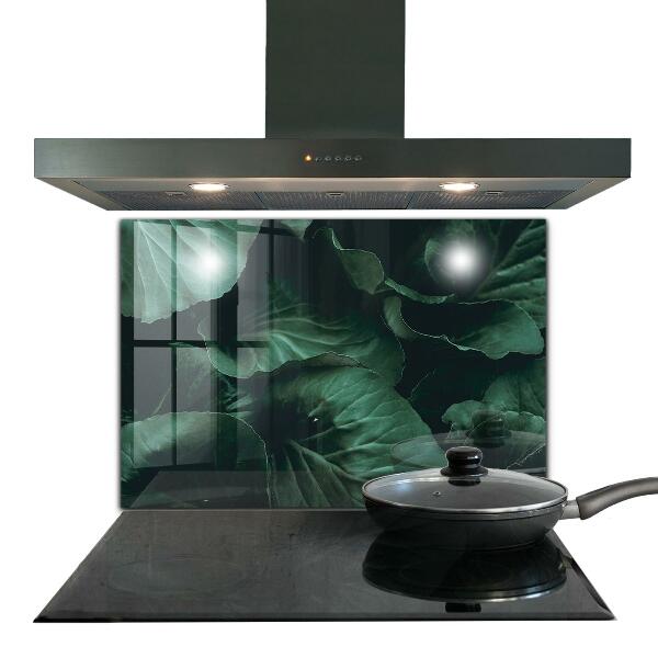 Kitchen splashback Dark green leaves